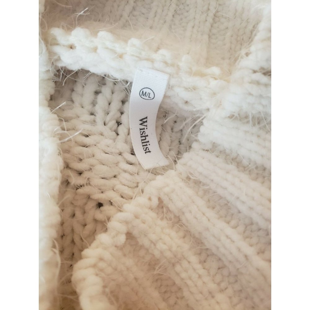 Wishlist Mock Neck Chevron Chenille Sweater - Cream Women's Size M/L - Picture 4 of 7